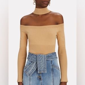 JONATHAN SIMKHAI Lila Cold Shoulder Rib Top Sweater